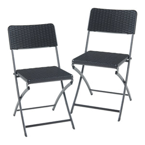 Zestaw krzeseł składanych Mark 2-częściowy rattan, czarny [en.casa]