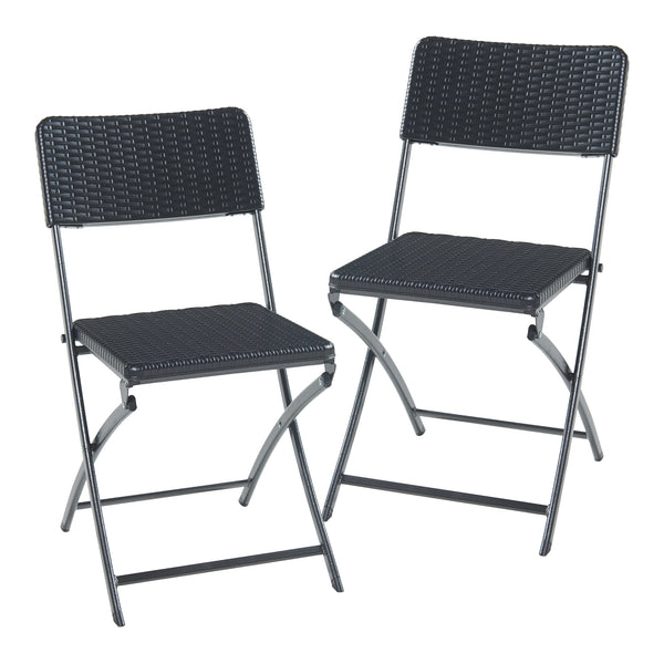 Zestaw krzeseł składanych Mark 2-częściowy rattan, czarny [en.casa]