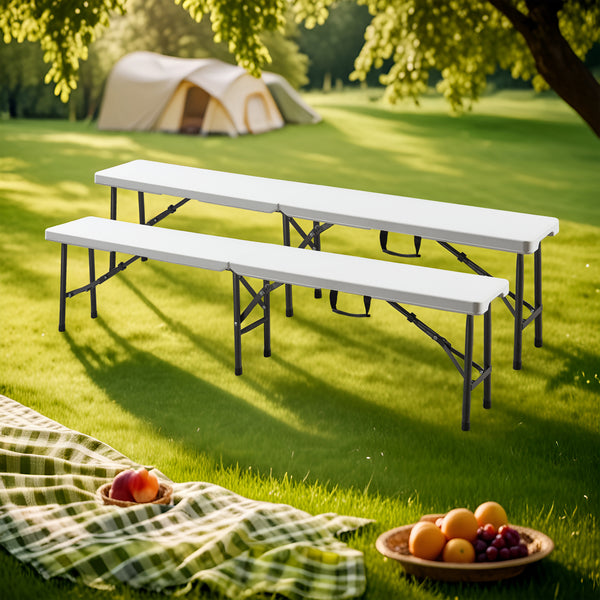 Zestaw ławek składanych Ljusnarsberg 2 szt. biały [en.casa]