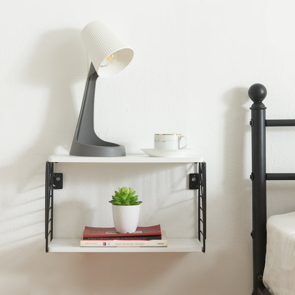 Półka ścienna Moss 39x18x23 cm czarny/biały [en.casa]
