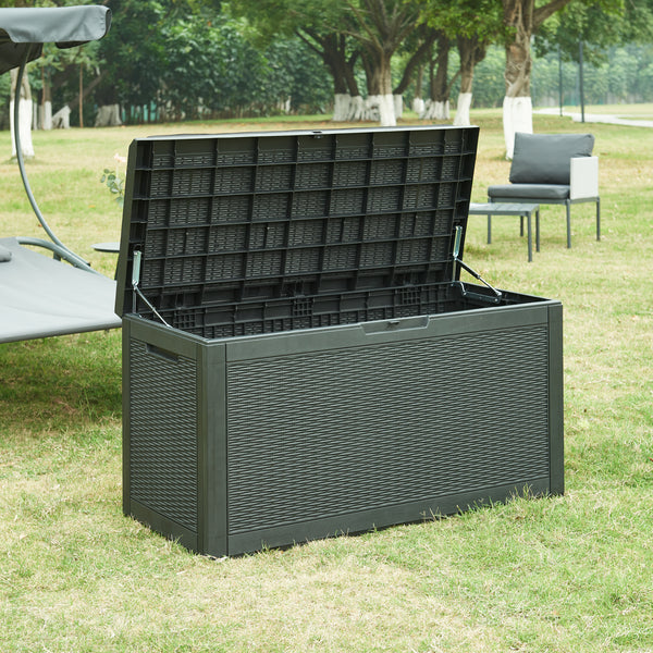 Schowek Atella 122x545x65cm czarny rattan [casa.pro]