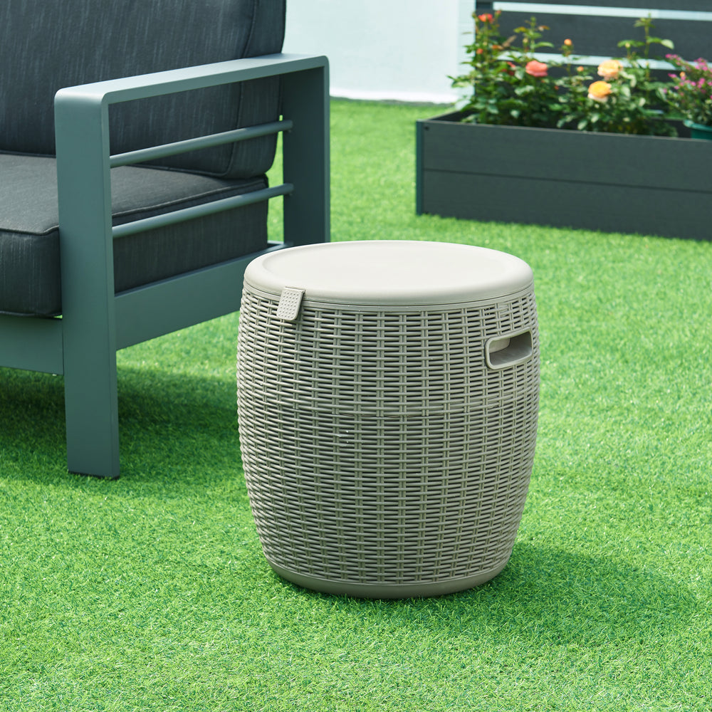 Stołek Cool Box Avetrana 44xØ40 cm jasnobrązowy [casa.pro]