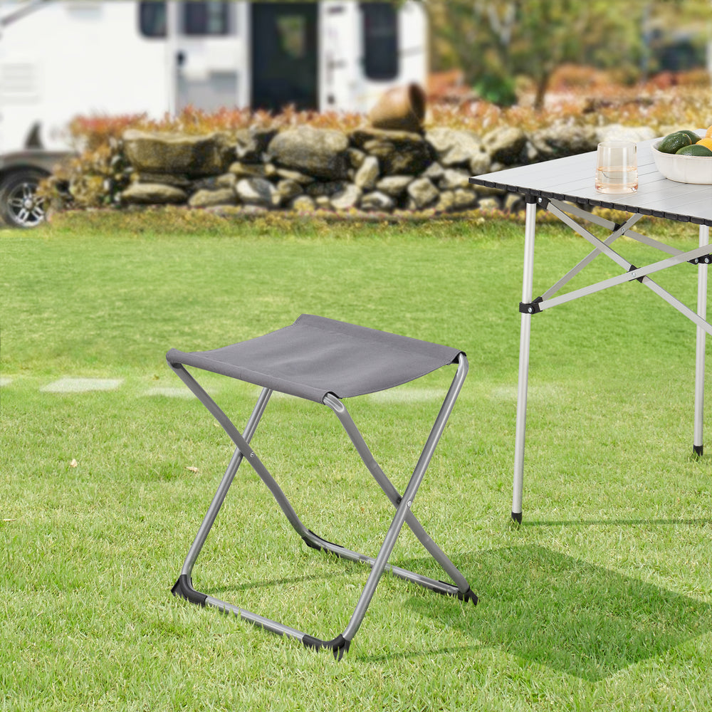 Stołek kempingowy i stolik 2 w 1 Barete 47x47x37 cm Szary [en.casa]