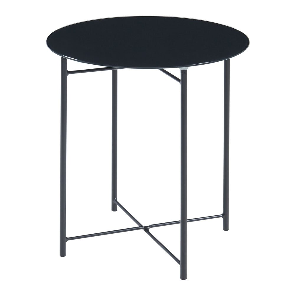 Stolik pomocniczy Ödeshög ze szklanym blatem 45xØ42cm czarny [en.casa] - premiumXL