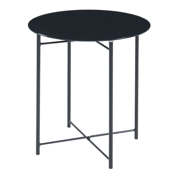 Stolik boczny Ödeshög ze szklanym blatem 45xØ42cm czarny [en.casa]