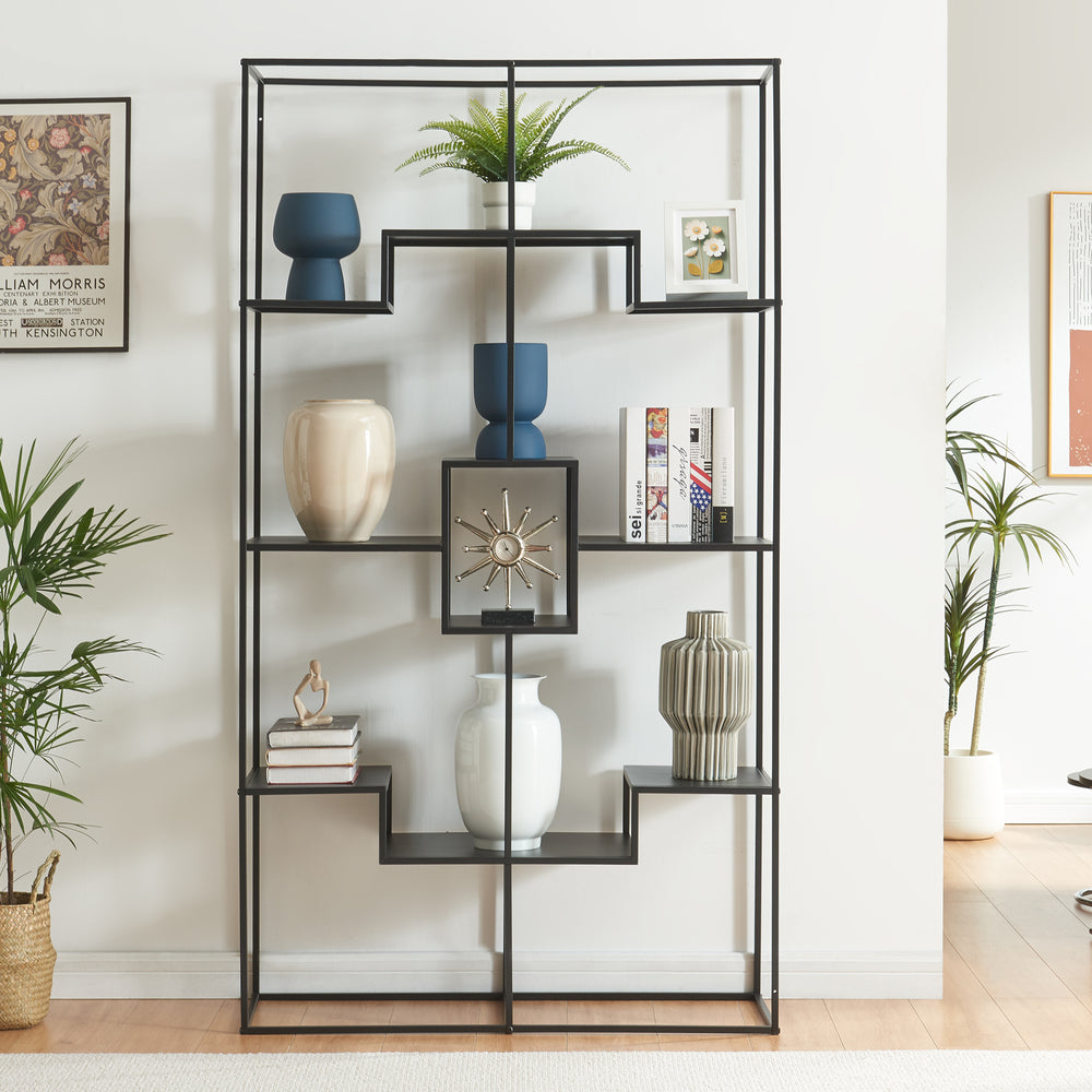 Regał stojący Råde metalowy 180x100x35 cm czarny [en.casa] - premiumXL