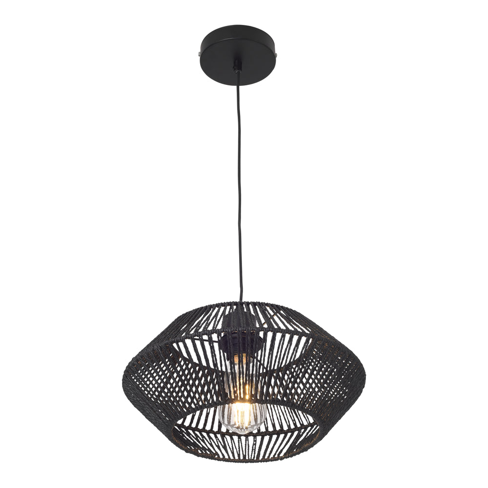 Lampa wisząca Amersham metal+rattan czarna [lux.pro] - premiumXL