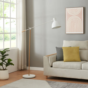 Banchory metalowa lampa podłogowa 163 cm efekt drewna/biały [lux.pro]