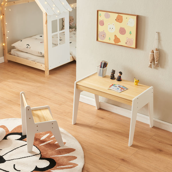 Biurko dziecięce z krzesłem Skinnskatteberg drewno/białe [en.casa]
