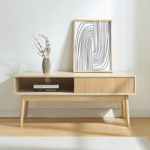 Szafka pod TV Landskrona 115x40x48 cm z dwoma przesuwanymi drzwiami o wyglądzie dębu [en.casa]
