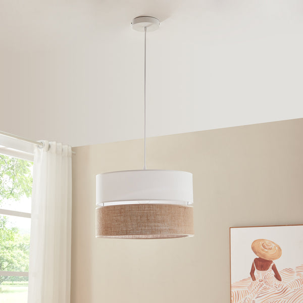 Lampa wisząca Barton o wyglądzie bieli i lnu [lux.pro]