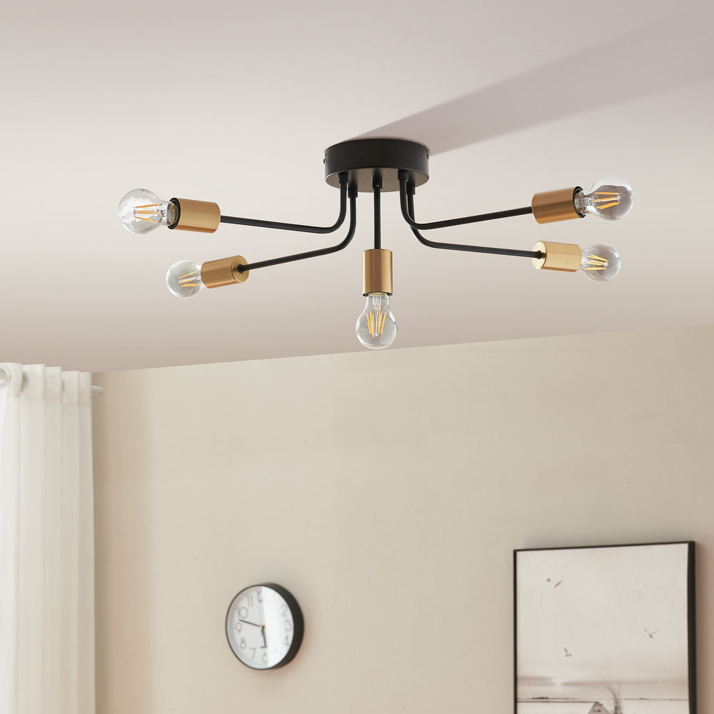 Lampa sufitowa Benfleet 5 x E27 czarna/mosiądz [lux.pro] - premiumXL