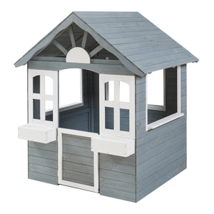Domek dla dzieci Vesa 138x120x102 cm drewno jodłowe szary [casa.pro]