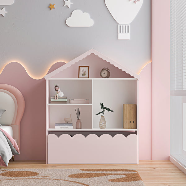 Półka dziecięca Vestnes 114x91x30 cm Cotton Candy/Biała [en.casa]