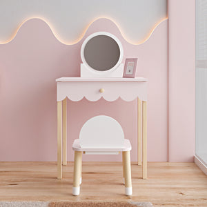 Stolik do makijażu dla dzieci z krzesełkiem Vestnes Cotton Candy/White [en.casa]