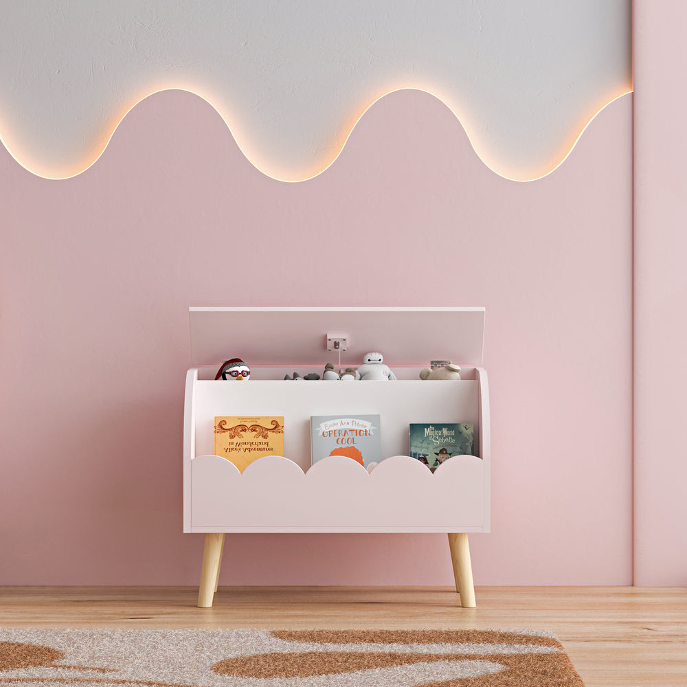Skrzynia na zabawki Vestnes 60x30x44 cm Cotton Candy/Biały [en.casa] - premiumXL