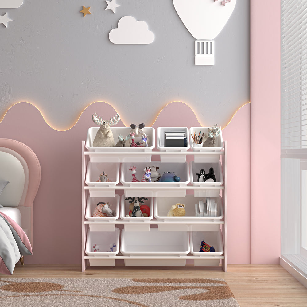 Regał dziecięcy Vestnes z 12 pojemnikami do przechowywania 78x86x27 cm Cotton Candy/Biały [en.casa] - premiumXL