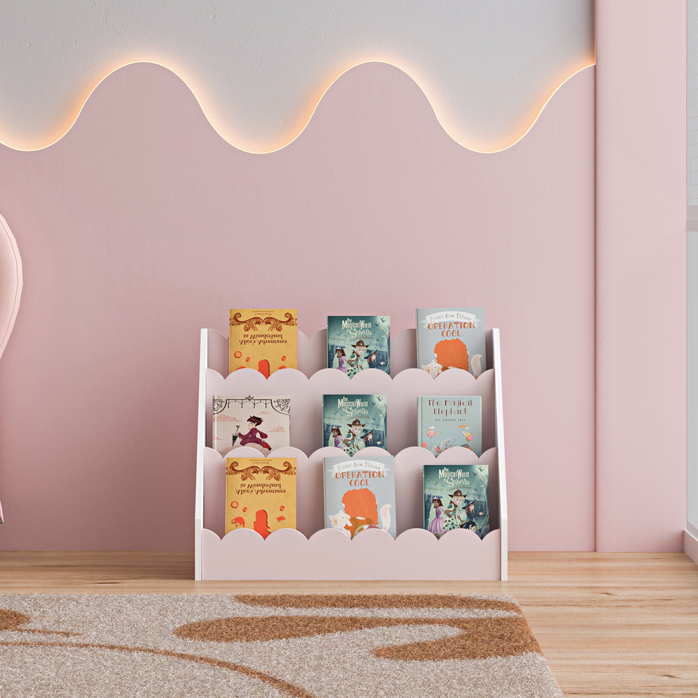 Półka dziecięca Vestnes 48x61x30 cm Cotton Candy/Biała [en.casa]