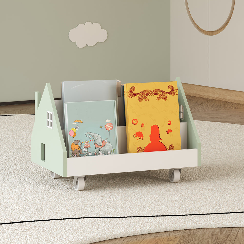 Mobilny regał dziecięcy Vipsali 50x33x34 cm miętowy/biały [en.casa] - premiumXL