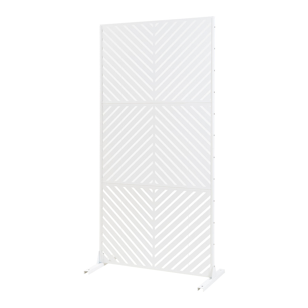 Ścianka działowa do wnętrz Kekan stalowa 200x100x50 cm biała [casa.pro] - premiumXL