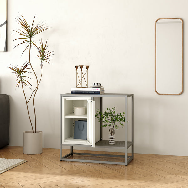 Kredens Burlöv stal 70x72x35 cm szary/biały [en.casa]