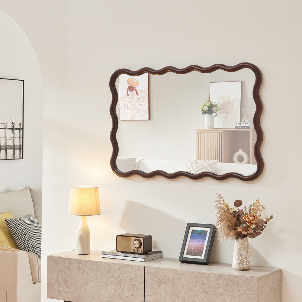 Lustro ścienne Porloskid 90x60 cm ciemnobrązowe [en.casa] - premiumXL