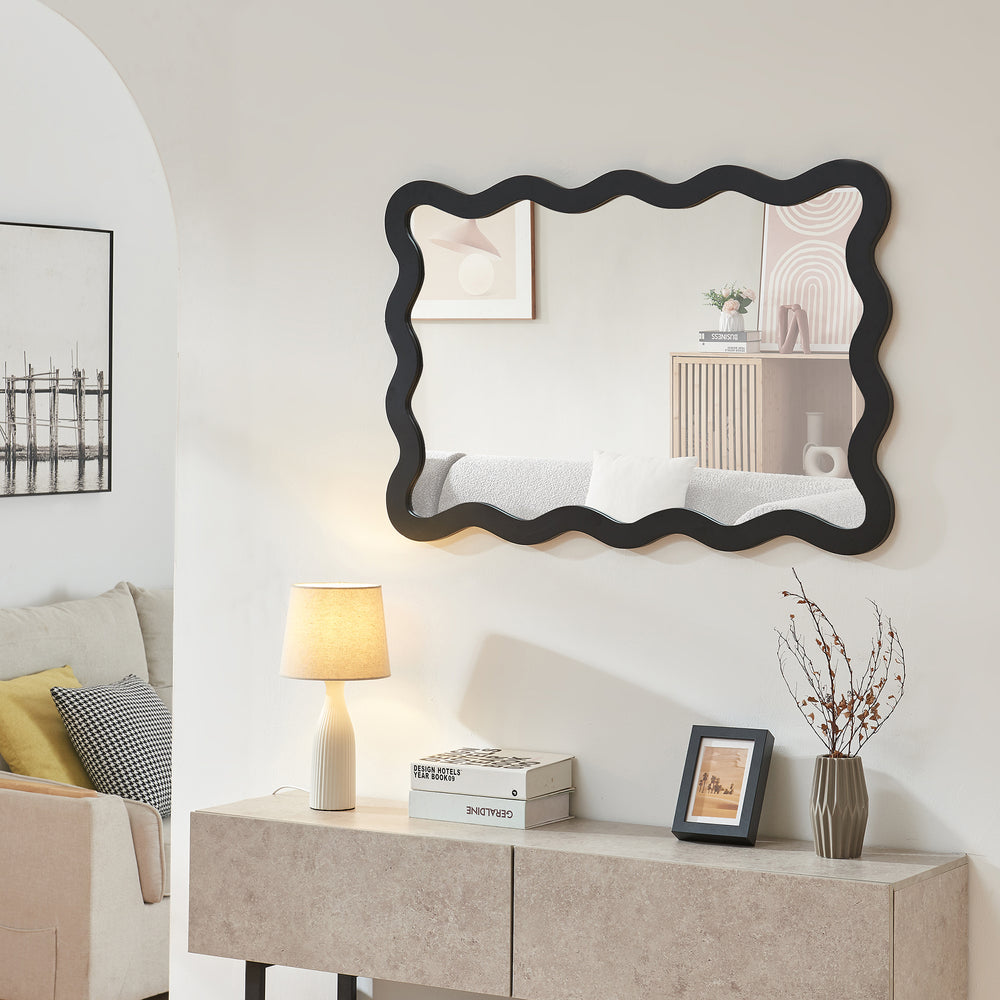 Lustro ścienne Koster 90x60 cm czarne [en.casa] - premiumXL
