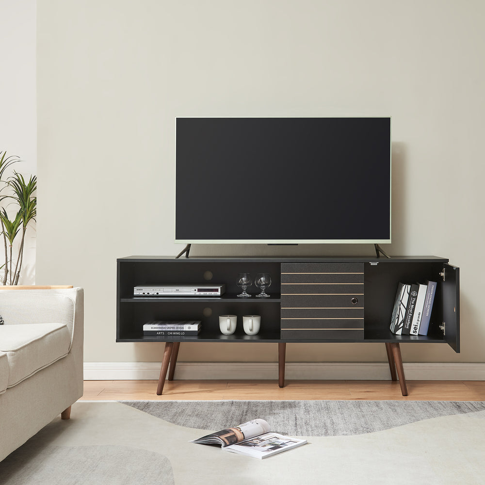 Szafka RTV Vare 160x40x66 cm czarna [en.casa] - premiumXL
