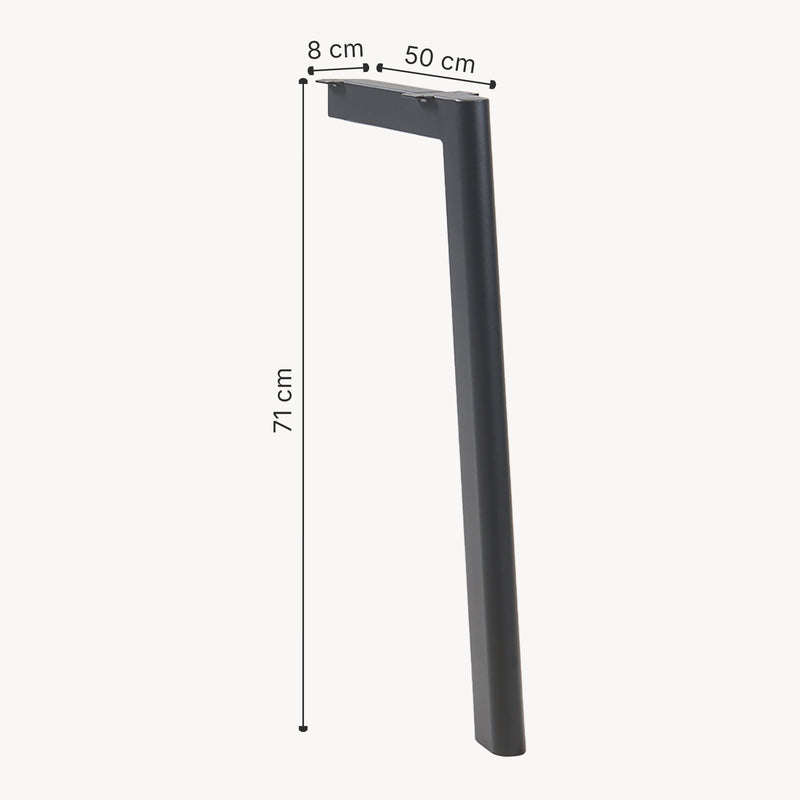 Szkic wymiarowy Hostang nogi stołowe zestaw 4 50x8x71 cm czarny [en.casa]