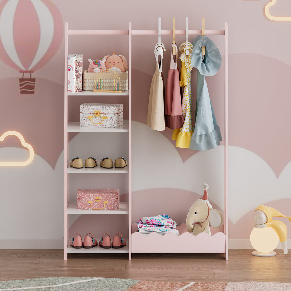 Wieszak dziecięcy Vestnes 114x77x30 cm Cotton Candy/Biały [en.casa] - premiumXL