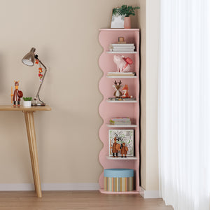 Półka narożna dla dzieci Vestnes 108x27x27 cm Cotton Candy/Biała [en.casa]
