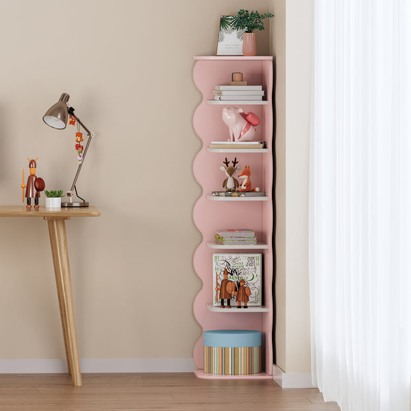 Półka narożna dla dzieci Vestnes 108x27x27 cm Cotton Candy/Biała [en.casa]