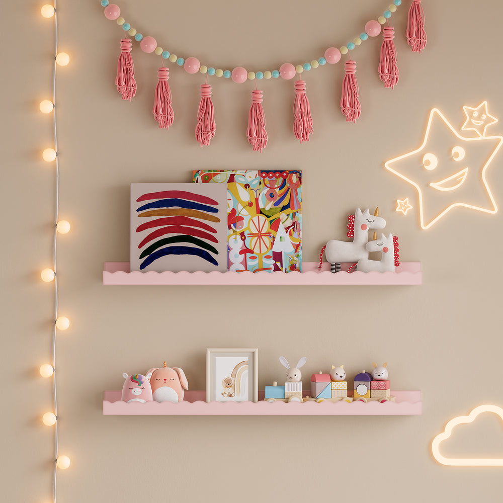 Dzieci - półka ścienna zestaw 2 sztuk Vestnes 60x10x5 cm Cotton Candy [en.casa] - premiumXL