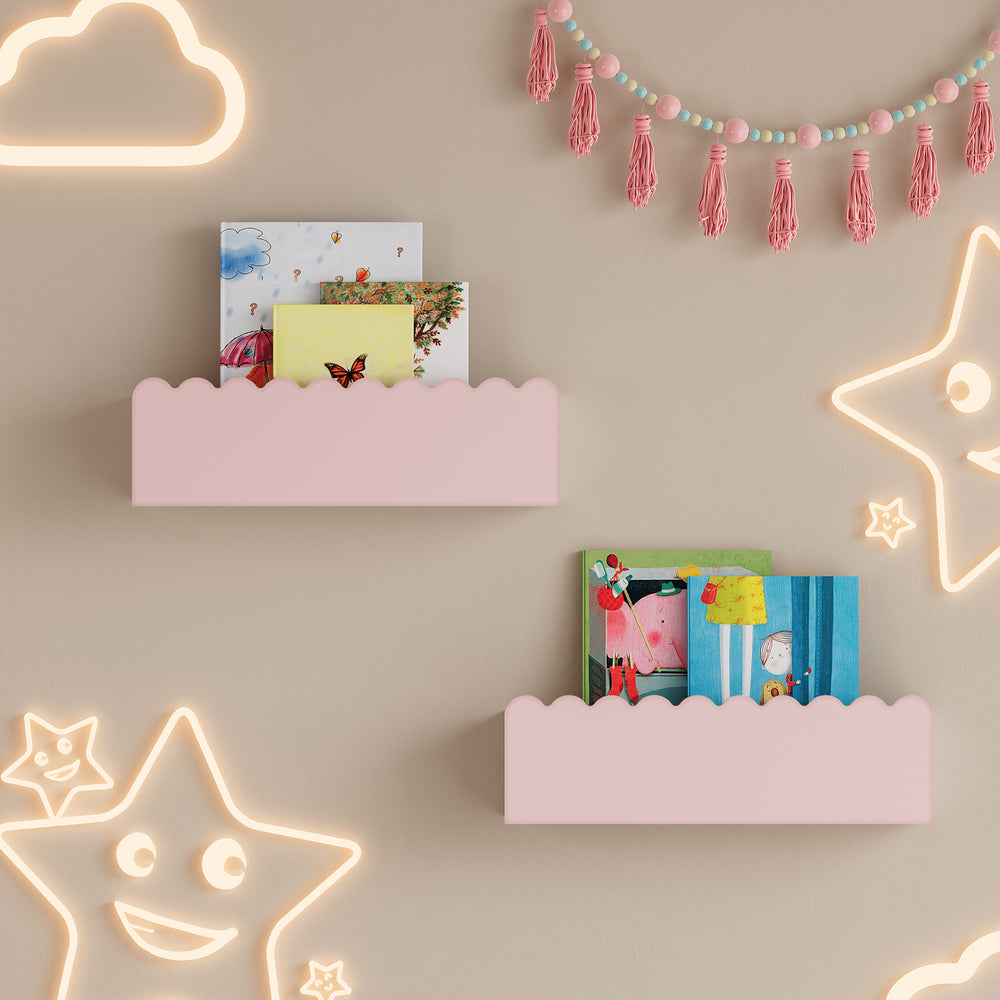 Dzieci - półka ścienna zestaw 2 sztuk Vestnes 40x10x10 cm Cotton Candy [en.casa] - premiumXL