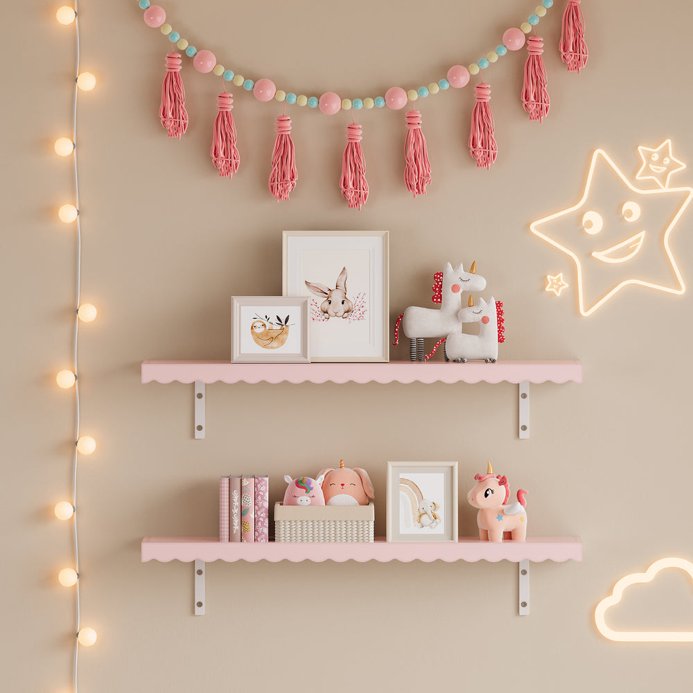 Dzieci - półka ścienna zestaw 2 sztuk Vestnes 80x17x4 cm Cotton Candy [en.casa] - premiumXL