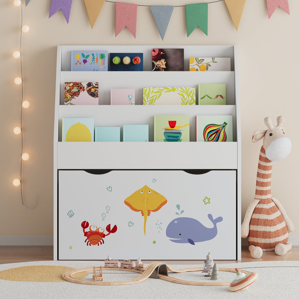 Regał dziecięcy Aarnskona 70x63x30 cm motyw Aqua Dream [en.casa] - premiumXL
