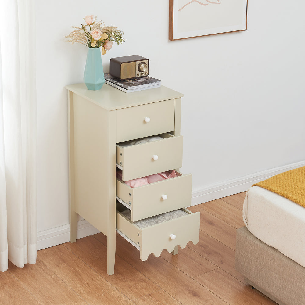 Komoda Luspoo z 4 szufladami 82x40x40 cm kremowobiała [en.casa] - premiumXL