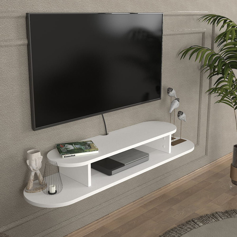 Szafka RTV wisząca Targema 120x30x16 cm biała [en.casa] - premiumXL