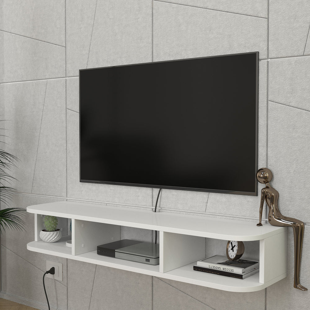 Szafka RTV wisząca Oundsvas 120x30x19 cm biała [en.casa] - premiumXL