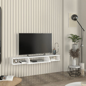 Wisząca szafka RTV Aar 135x30x16 cm biała [en.casa]