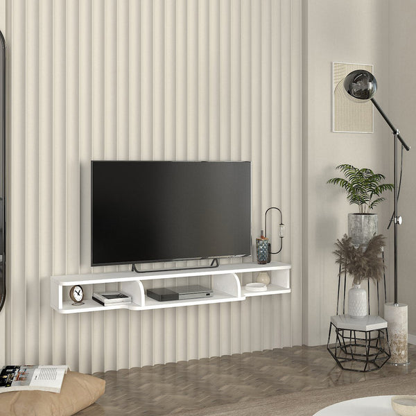 Wisząca szafka RTV Aar 135x30x16 cm biała [en.casa]