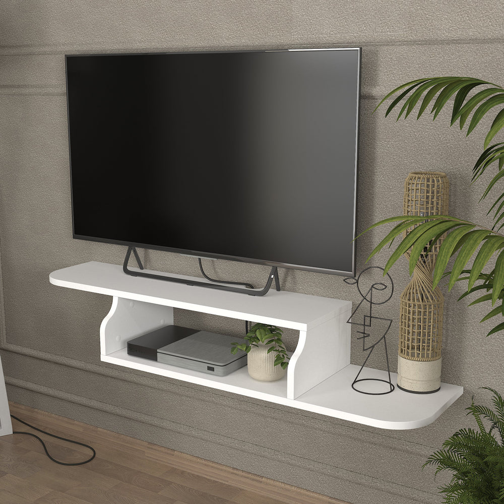 Szafka RTV wisząca Kershaby 120x30x19 cm biała [en.casa] - premiumXL