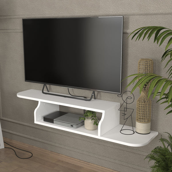 Wisząca szafka RTV Kershaby 120x30x19 cm biała [en.casa]