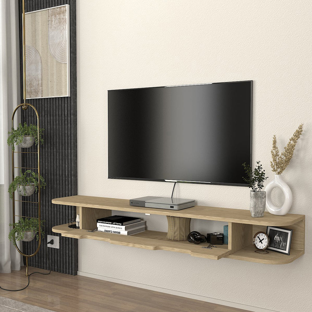 Szafka RTV wisząca Karjali 150x30x19 cm dąb [en.casa] - premiumXL