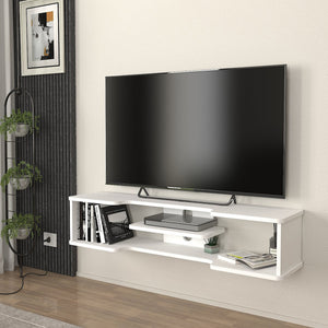 Wisząca szafka RTV Yrela 120x30x26 cm biała [en.casa]