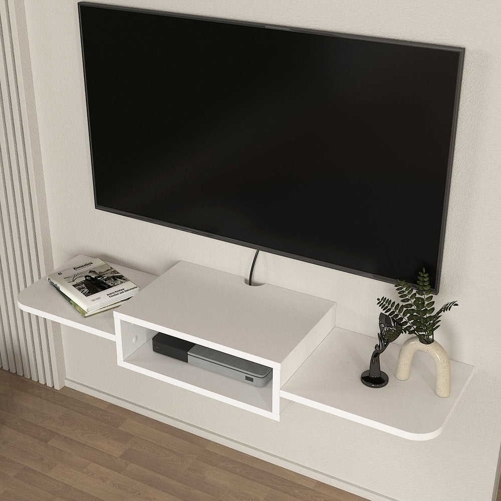Szafka RTV wisząca Tar 115x30x16 cm biała [en.casa] - premiumXL