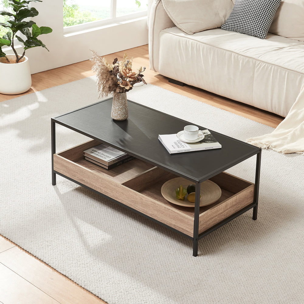 Stolik kawowy Belana 100x48x39 cm czarny/dąb [en.casa] - premiumXL