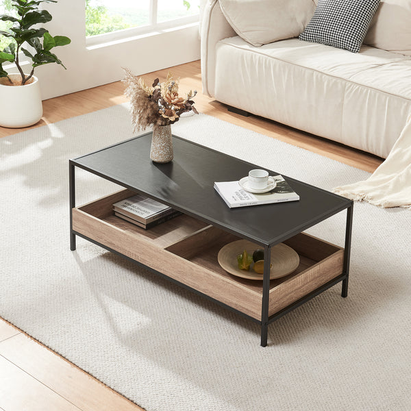 Stolik kawowy Belana 100x48x39 cm czarny/dębowy [en.casa]