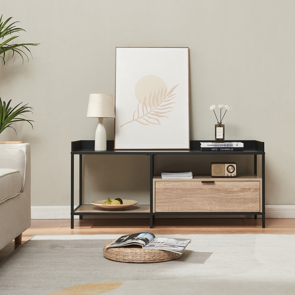 Stolik RTV Belana 120x40x54 cm czarny/dąb [en.casa] - premiumXL