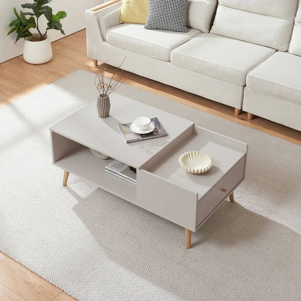 Stolik kawowy Hallevil z szufladą 106x59x44 cm biały [en.casa] - premiumXL
